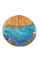ESCULTURA–  Tabuleiro rotativo “Mar” em madeira e resina artesanal