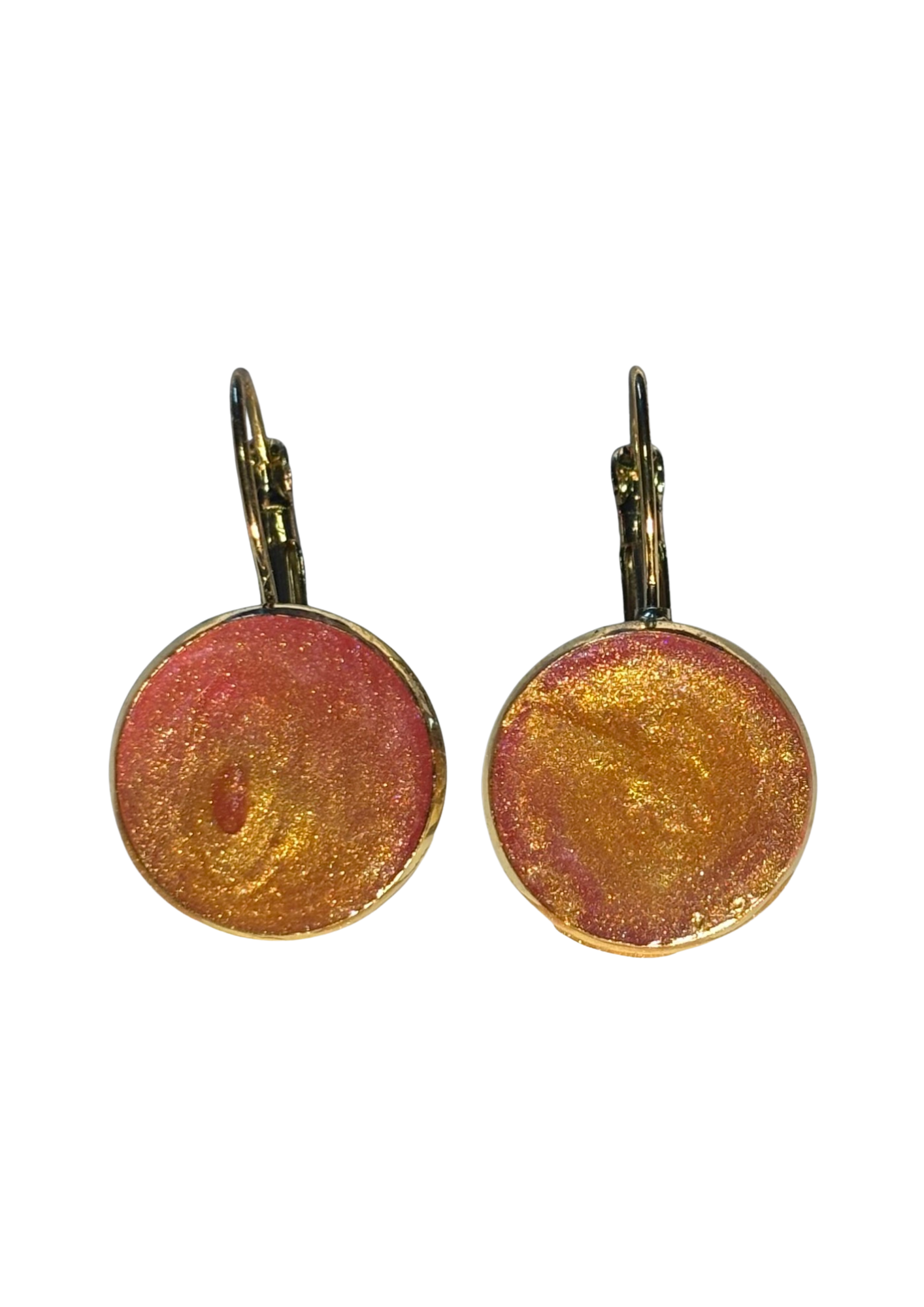 img_5256 JOIA- Brincos “Dourado e Rosa” Artesanais em Resina Epóxi e Aço Inoxidável - Image 1