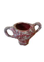 DECORAÇÃO – Vaso vermelho em cimento artesanal e resina
