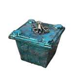 DECORAÇAO — Caixa de joias azul/verde em cimento artesanal