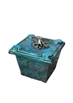 DECORAÇAO — Caixa de joias azul/verde em cimento artesanal